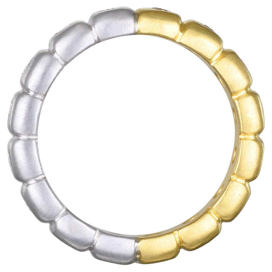 Faye Kim 18 Karat Gold and Platinum Diamond Cushion Bubble Ring