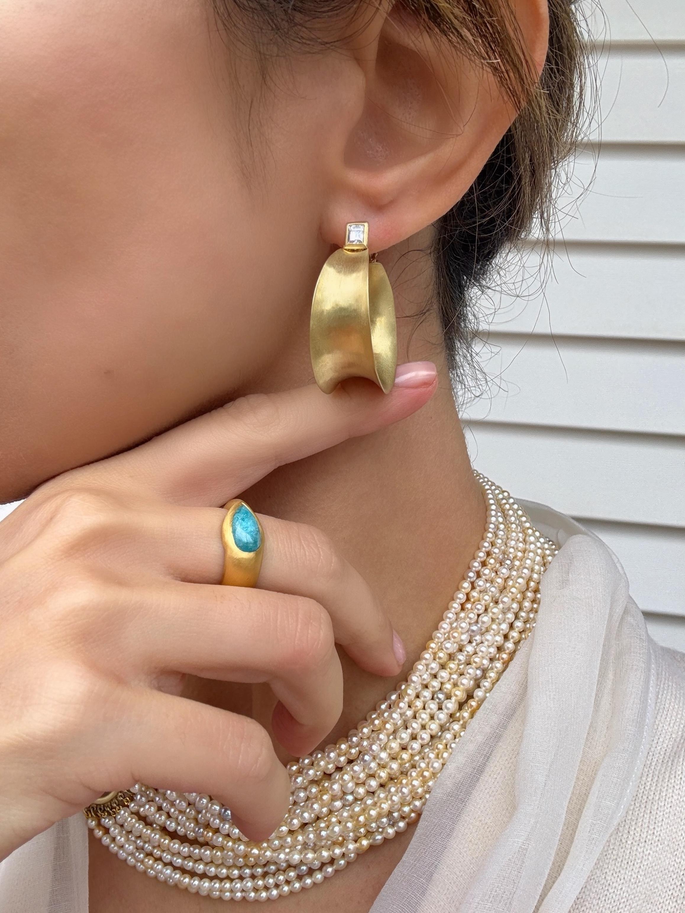 Faye Kim 18 Karat Gold Anticlastic Diamond Hoop Earrings

Länge 1.5