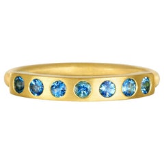 Faye Kim 18 Karat Gold Aquamarine Burnished Bar Ring