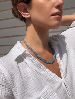 Faye Kim 18 Karat Gold Aquamarine Crystal Bead Necklace