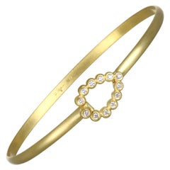 Faye Kim 18 Karat Gold Bangle Bracelet with Diamond Tear Drop Closure