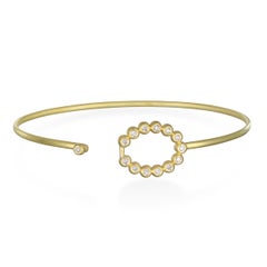 Faye Kim 18 Karat Gold Bangle with Oval Diamond Closure