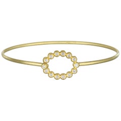 Faye Kim 18 Karat Gold Bangle with Oval Diamond Closure