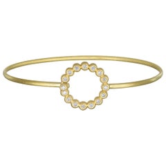 Faye Kim 18 Karat Gold Bangle with Round Diamond Closure