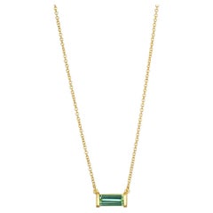 Faye Kim 18 Karat Gold Bar Set Green Tourmaline Necklace