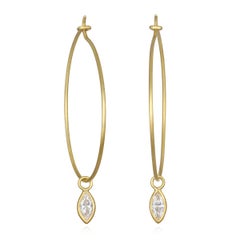 Faye Kim 18 Karat Gold Bezel-Set Marquise Diamond Drops