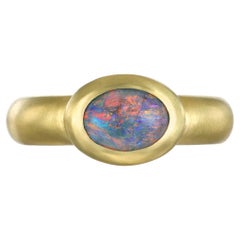 Faye Kim 18 Karat Gold Black Opal Ring