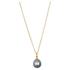 Faye Kim 18 Karat Gold Black Tahitian Pearl Drop Necklace