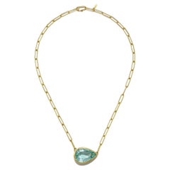 Halskette aus 18 Karat Gold mit blauem und grünem Beryll von Faye Kim
