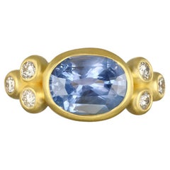 Faye Kim 18 Karat Gold Blue Sapphire and Diamond Ring