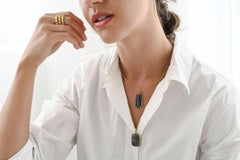 Faye Kim 18 Karat Gold Blue Sapphire Slice Hinged Pendant