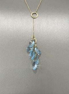 Faye Kim 18 Karat Gold Blue Topaz Y Necklace