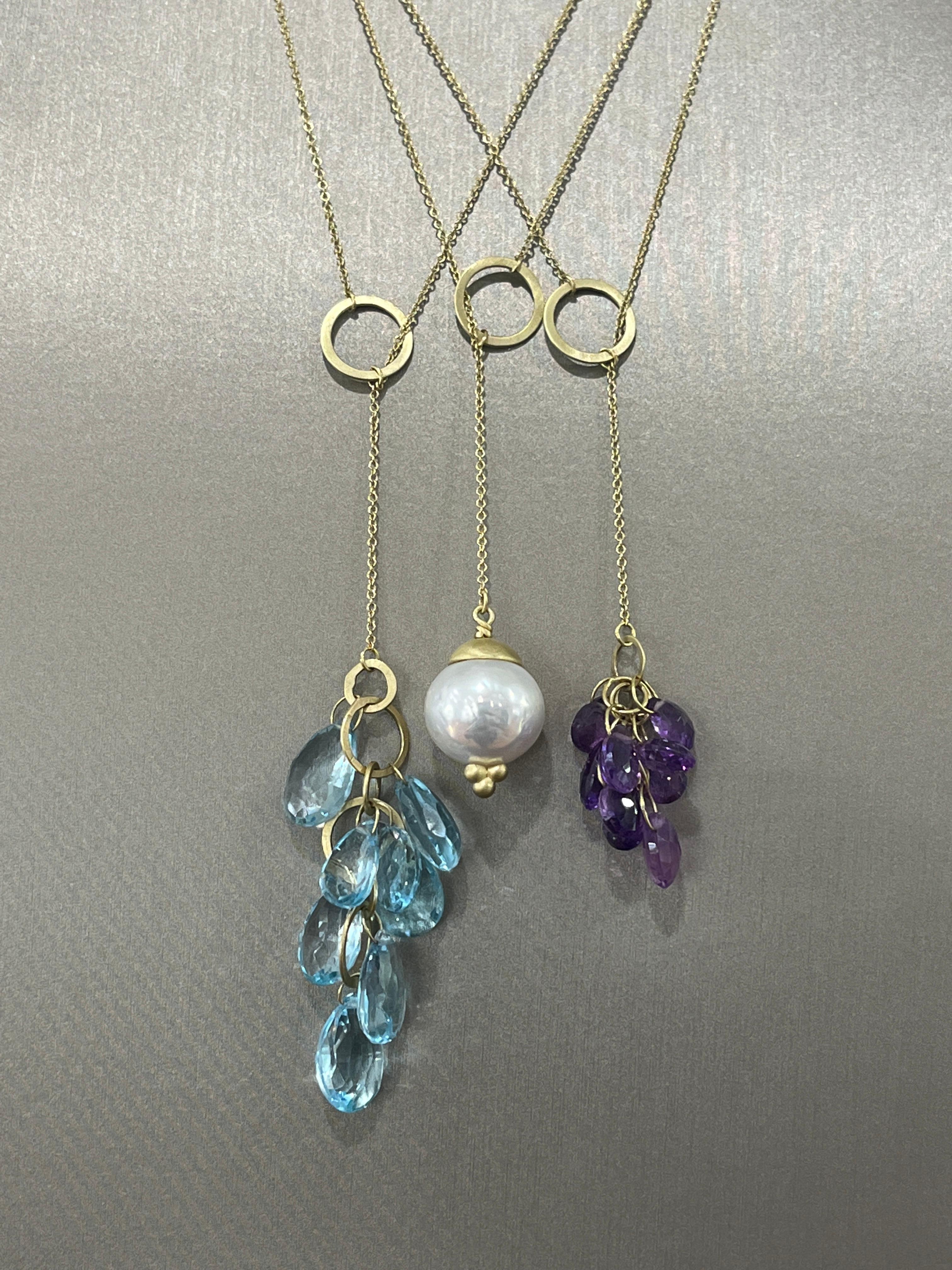 Halskette Y aus 18 Karat Gold mit blauem Topas von Faye Kim im Zustand „Neu“ im Angebot in Westport, CT