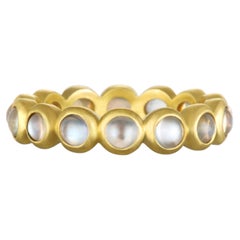 Faye Kim 18 Karat Gold Burmese Moonstone Eternity Band Ring