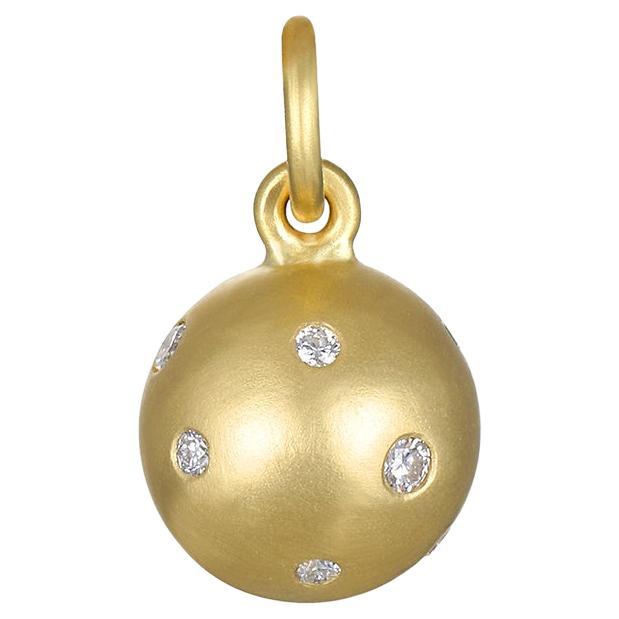 Faye Kim 18 Karat Gold Burnished Diamond Ball Charm  For Sale