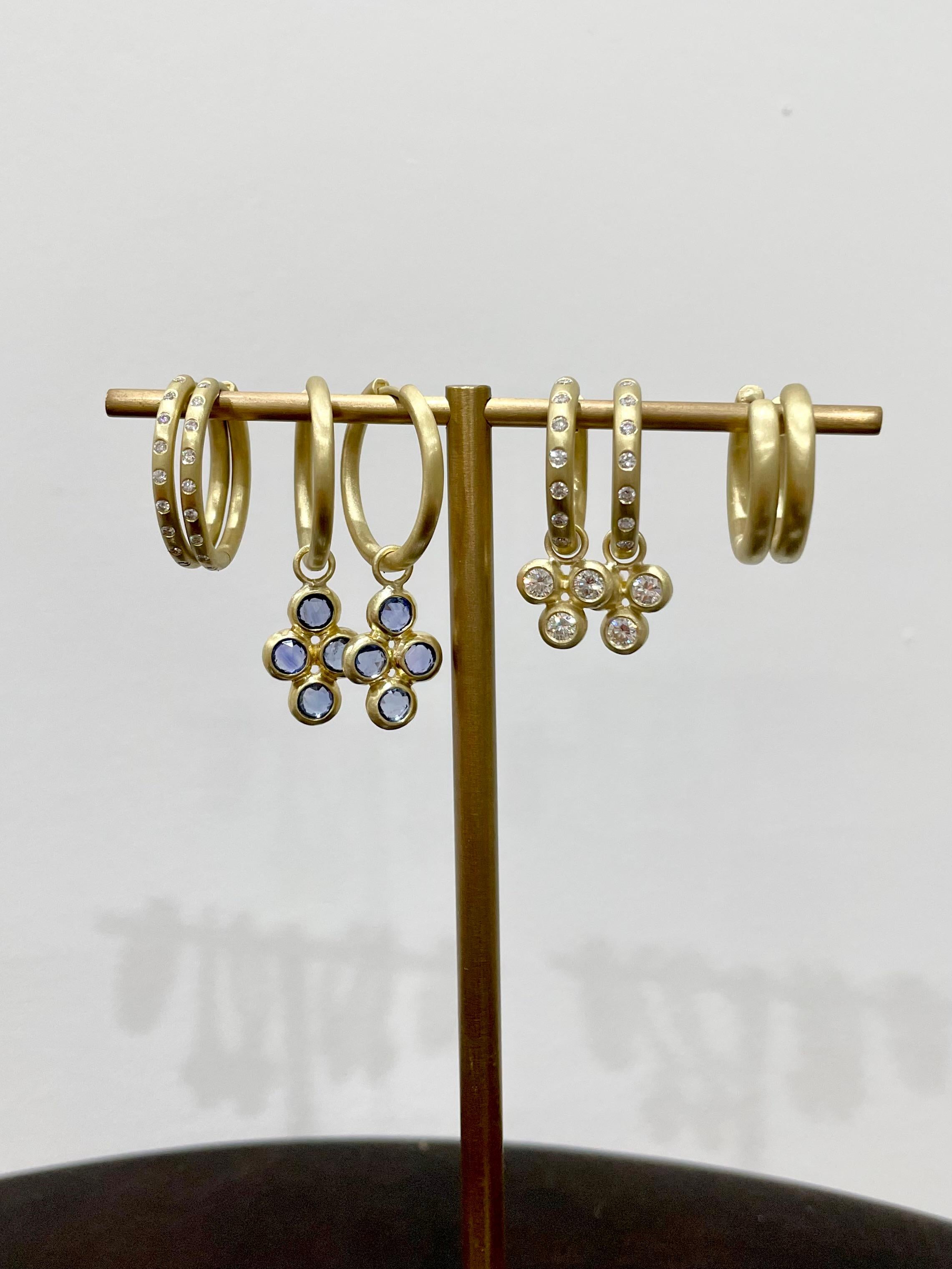 Faye Kim 18 Karat Gold Burnished Diamond Large Hinged Hoop Earrings For Sale 4