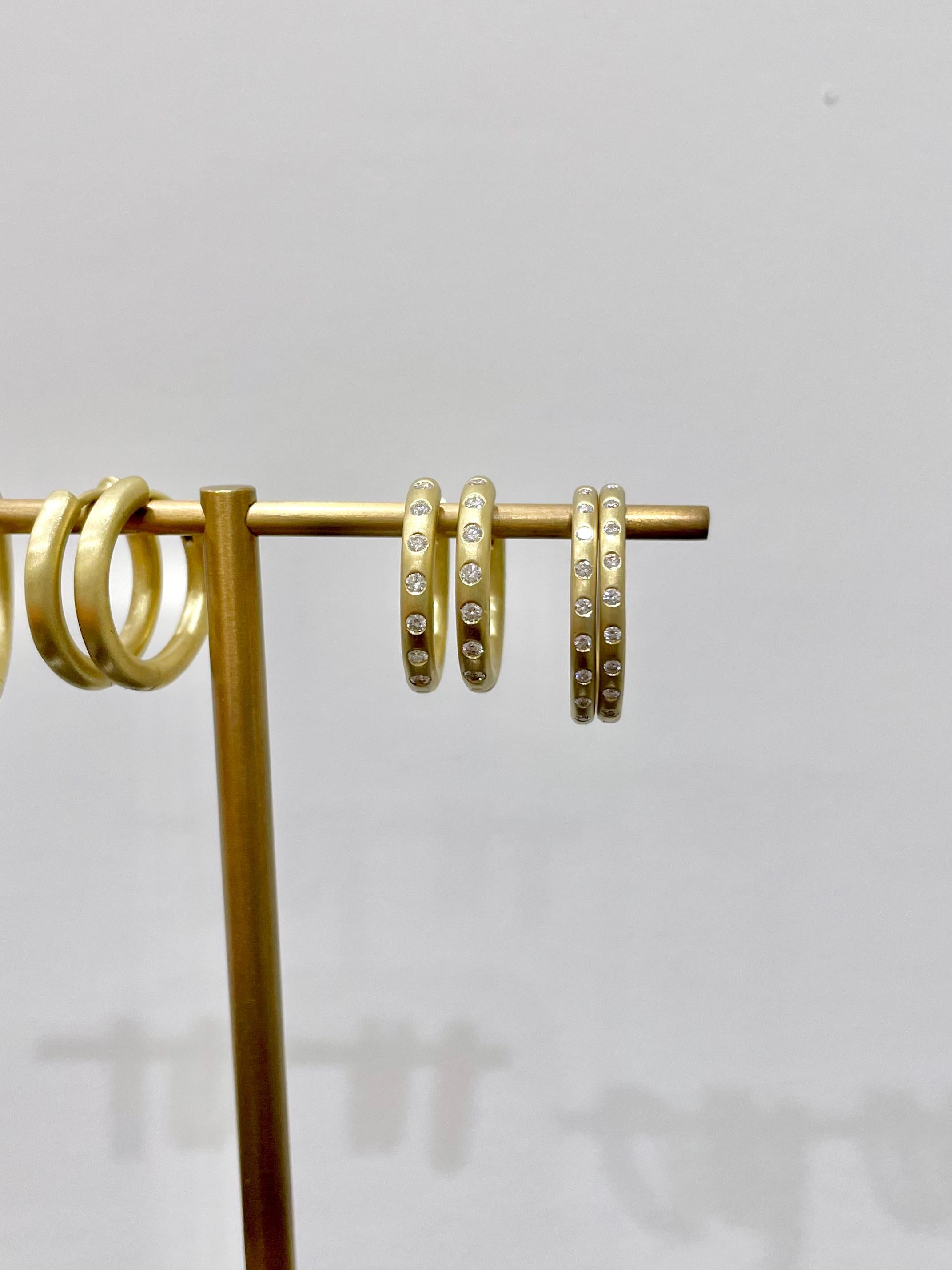 Faye Kim 18 Karat Gold Burnished Diamond Large Hinged Hoop Earrings For Sale at 1stDibs