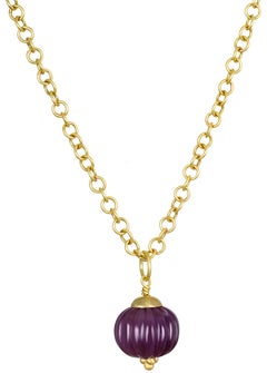 Faye Kim 18 Karat Gold Carved Natural Ruby Bead Pendant
