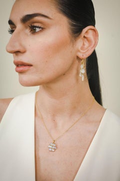 Faye Kim 18 Karat Gold Ceylon Moonstone Daisy Gold Pendant