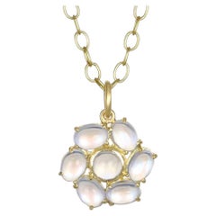Faye Kim 18 Karat Gold Ceylon Moonstone Daisy Gold Pendant