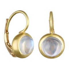 Faye Kim 18 Karat Gold Ceylon Moonstone Leverback Earrings