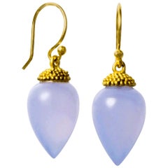Faye Kim 18 Karat Gold Chalcedony Acorn Drop Earrings