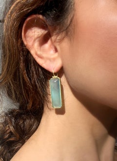 Faye Kim 18 Karat Gold Chalcedony Hinged Earrings