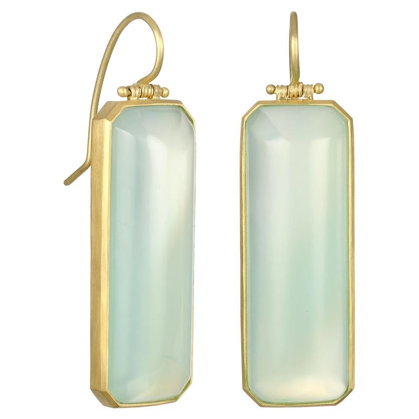 Faye Kim 18 Karat Gold Chalcedony Hinged Earrings