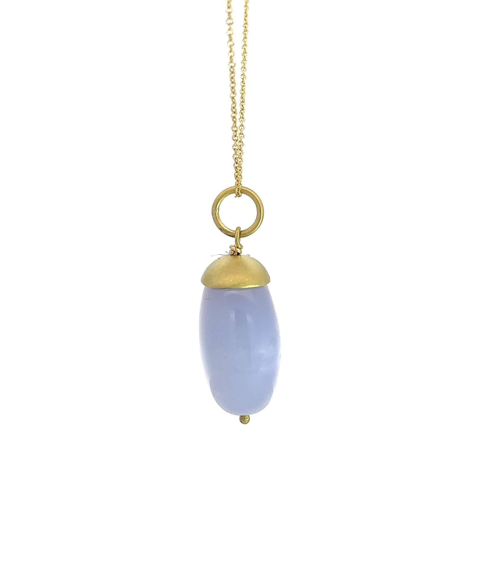 Faye Kim 18 Karat Gold Chalcedony Nugget Pendant In New Condition For Sale In Westport, CT