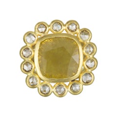 Faye Kim 18 Karat Gold Champagne Diamond Slice Daisy Cocktail Ring