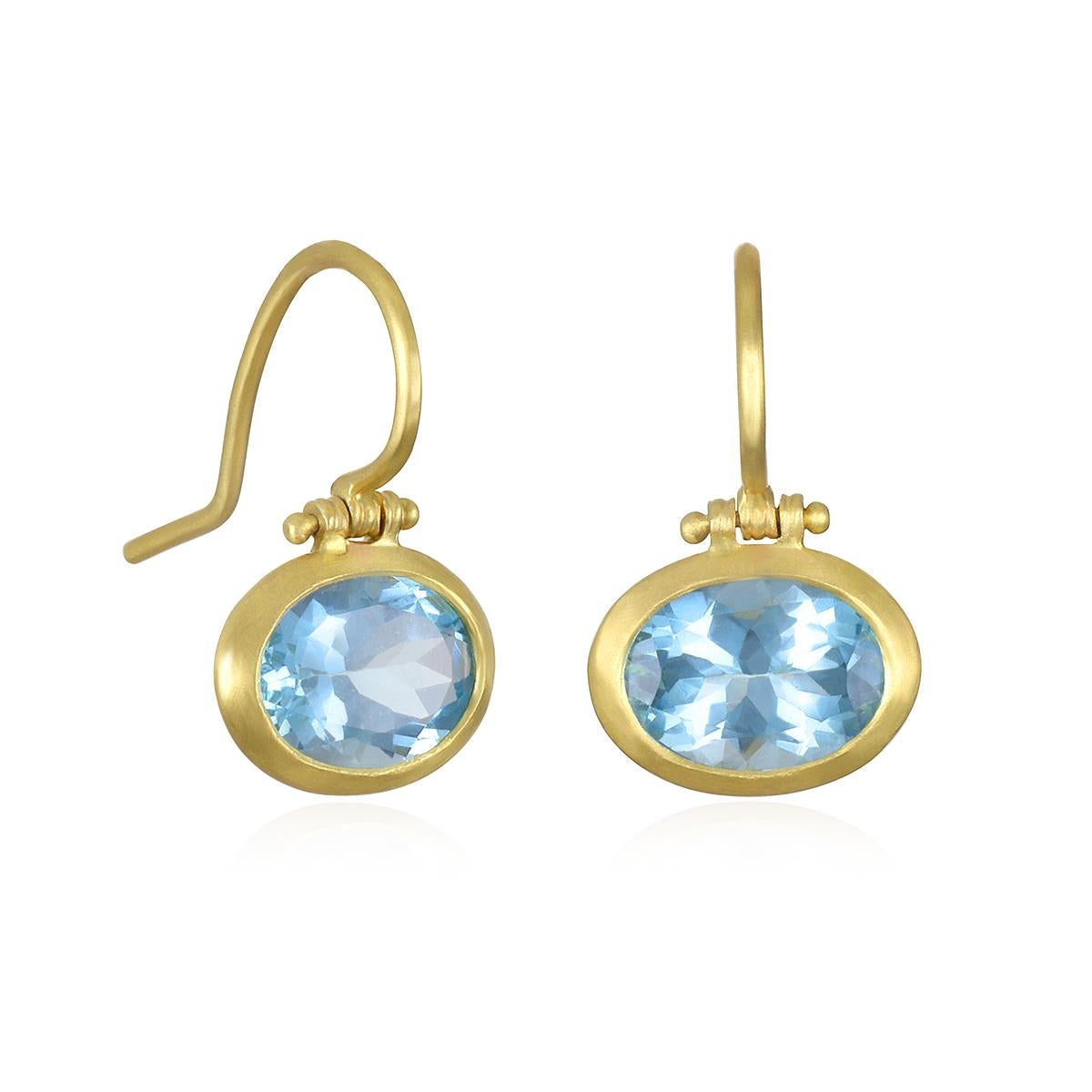 Women's or Men's Faye Kim 18 Karat Gold Citrine Hinge Earrings For Sale