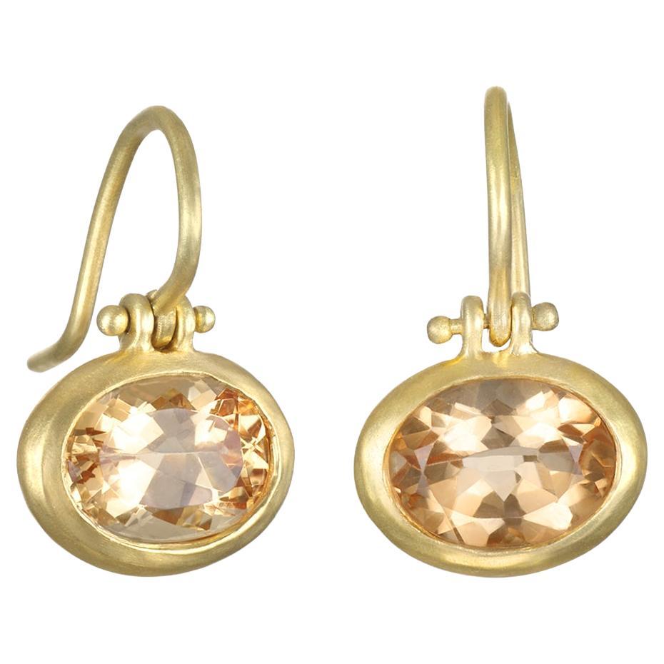 Faye Kim 18 Karat Gold Citrine Hinge Earrings For Sale