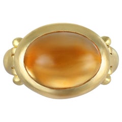 Faye Kim 18 Karat Gold Citrine Hinged Bezel Ring