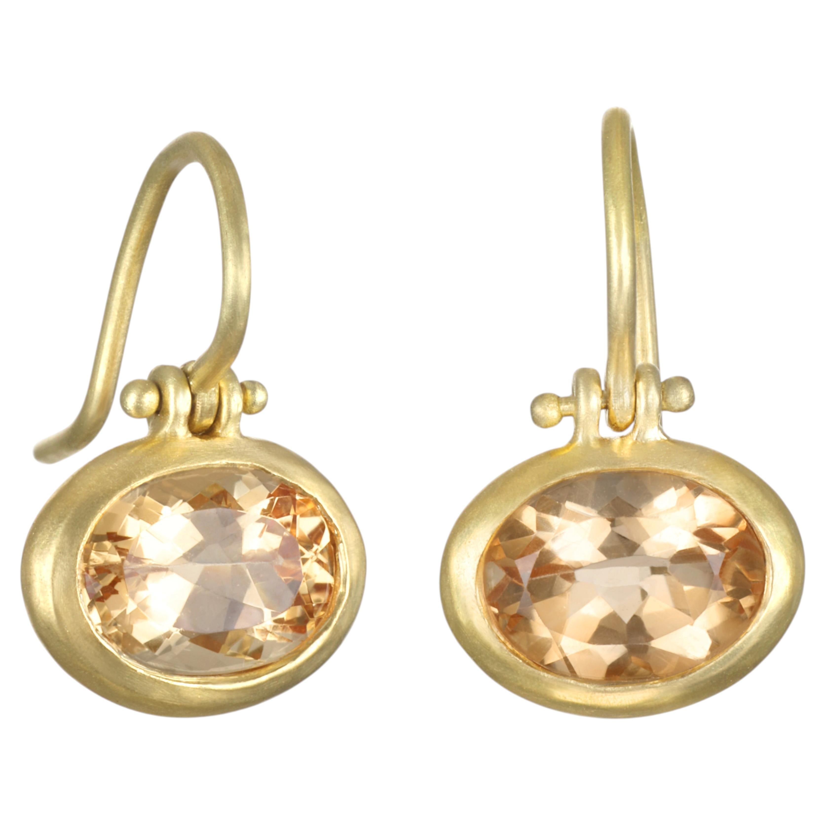 Faye Kim 18 Karat Gold Citrine Hinged Drop Earrings, 2.70tcw