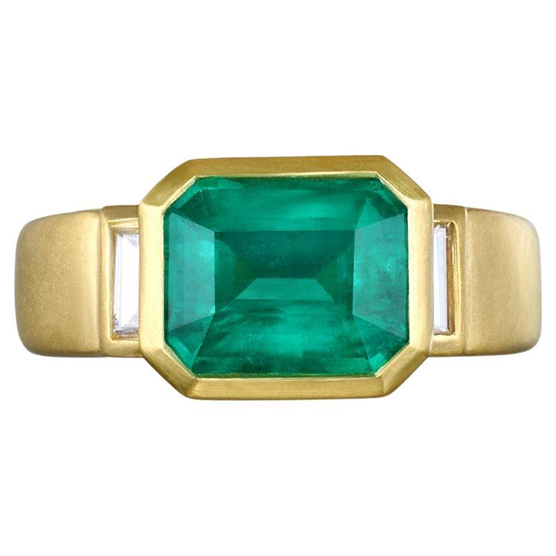 Faye Kim 18 Karat Gold Colombian Emerald and Diamond Ring