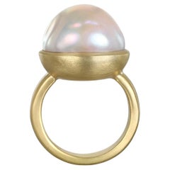 Faye Kim Bague en or 18 carats avec perle d'eau douce baroque couleur crème