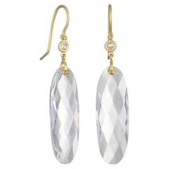 Pendientes Hoja de Diamante y Cuarzo Cristalino de Oro de 18 Kilates Faye Kim