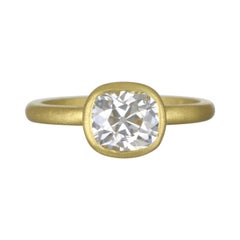 Faye Kim 18 Karat Gold Cushion Cut Diamond Engagement Ring