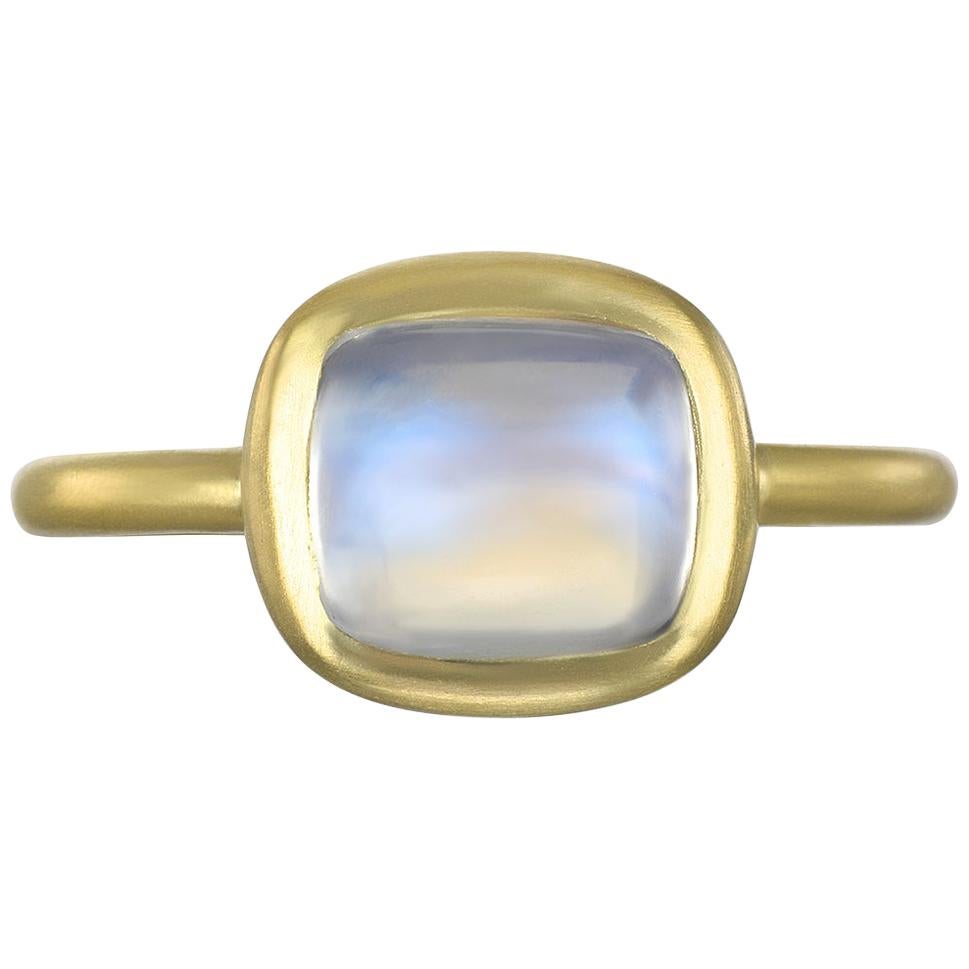 Faye Kim 18 Karat Gold Cushion Cut Moonstone Ring