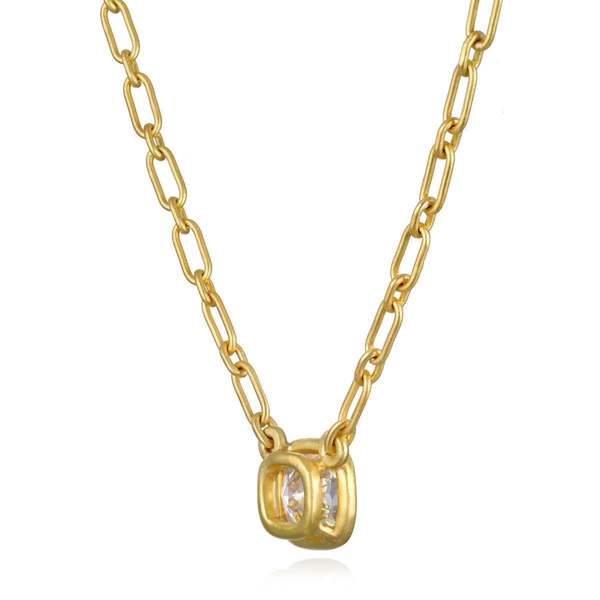Contemporaneo Faye Kim, collana con castone in oro 18 carati e diamanti a forma di cuscino in vendita
