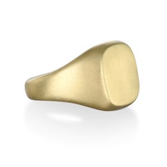 Faye Kim 18 Karat Gold Cushion Signet Ring