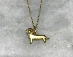 Faye Kim 18 Karat Gold Dachshund Charm with Diamond Eyes