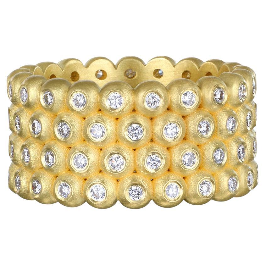 Faye Kim 18 Karat Gold Diamond 4-Row Cigar Band Ring