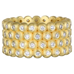 Faye Kim 18-Karat-Gold-Diamant-Ring mit vierreihigem Zigarrenband, Größe 4