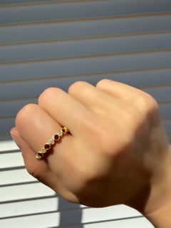 Faye Kim 18 Karat Gold Diamond and Ruby Eternity Band Ring, Size 7.25