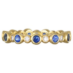 Faye Kim 18 Karat Gold Diamond and Sapphire Eternity Band Ring