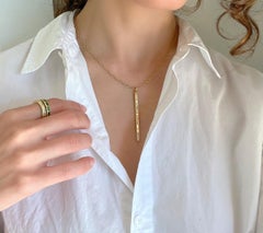 Faye Kim 18 Karat Gold Diamond Baguette Bar Pendant
