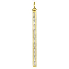 Faye Kim 18 Karat Gold Diamond Baguette Bar Pendant
