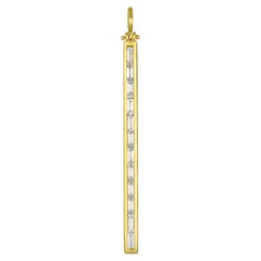 Faye Kim 18 Karat Gold Diamond Baguette Bar Pendant