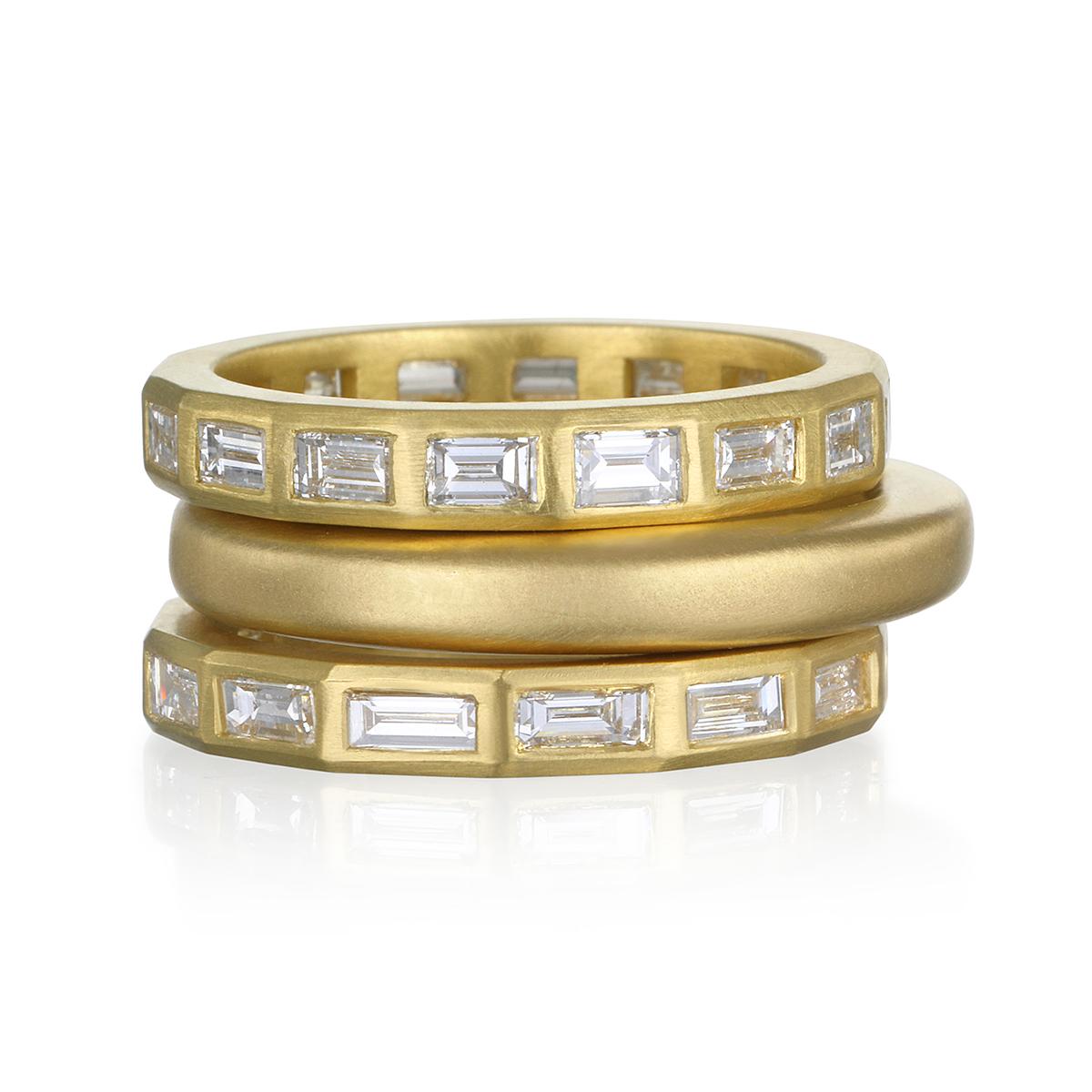 Baguette Cut Faye Kim 18 Karat Gold Diamond Baguette Eternity Ring For Sale